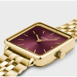 La Tétragone Watch Steel Dark Cherry, Gold Colour