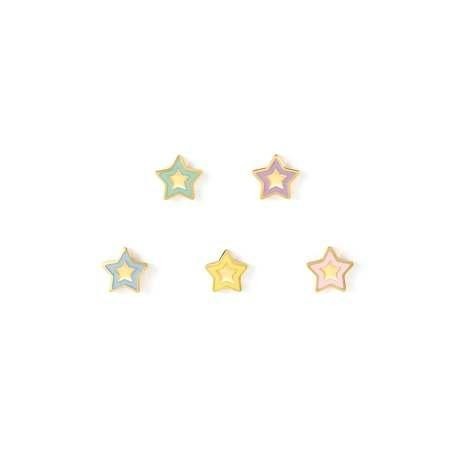 SET PENDIENTES DORADO Y ESMALTE ESTRELLAS