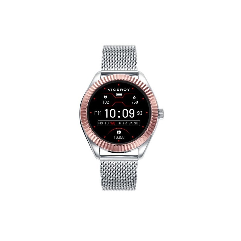 Reloj Smart caja bicolor y malla milanesa de acero