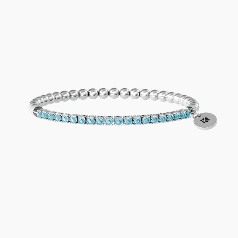 Pulsera elástica con esferas brillantes y circonitas azules