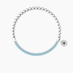 Pulsera elástica con esferas brillantes y circonitas azules
