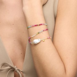 Pulsera de Plata de Ley 925 y Cristal Multicolor acabado oro amarillo de 18k - Lorex