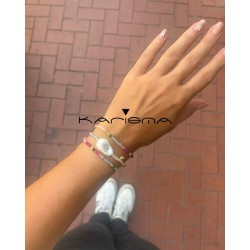 Pulsera de Plata de Ley 925 y Cristal Multicolor acabado oro amarillo de 18k - Lorex