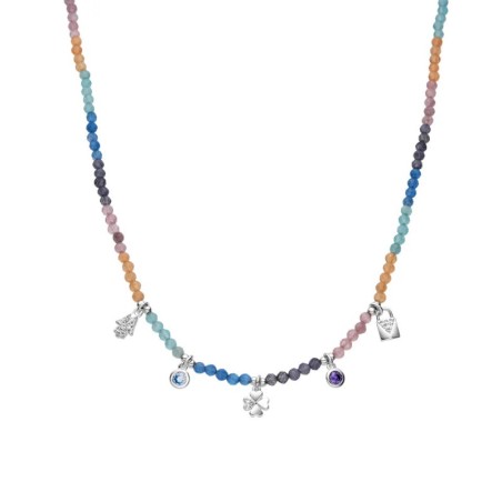 Collar de Plata de Ley 925 y Cristal Multicolor acabado rodio - Muza