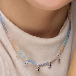 Collar de Plata de Ley 925 y Cristal Multicolor acabado rodio - Muza