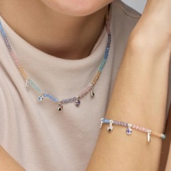 Collar de Plata de Ley 925 y Cristal Multicolor acabado rodio - Muza
