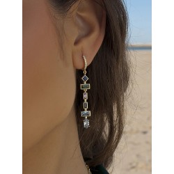 PENDIENTES PLATA BAÑADOS EN ORO Y PIEDRAS DE COLORES