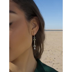 PENDIENTES PLATA BAÑADOS EN ORO Y PIEDRAS DE COLORES