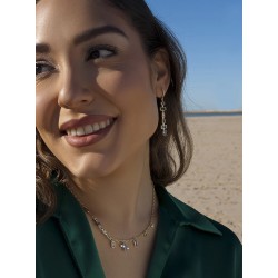 PENDIENTES PLATA BAÑADOS EN ORO Y PIEDRAS DE COLORES