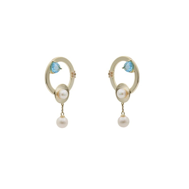 PENDIENTES DISEÑO CIRCULAR CON PERLAS