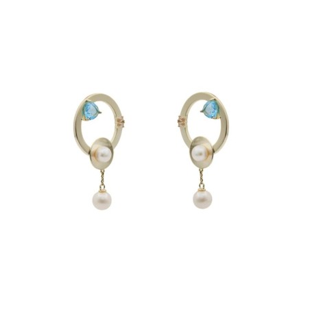 PENDIENTES DISEÑO CIRCULAR CON PERLAS