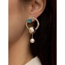 PENDIENTES DISEÑO CIRCULAR CON PERLAS