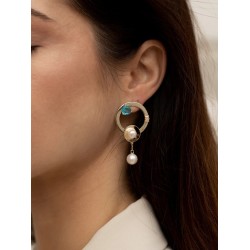 PENDIENTES DISEÑO CIRCULAR CON PERLAS