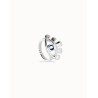 Anillo bañado en plata de ley en forma de ojo con cristal facetado azul