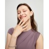 Anillo bañado en plata de ley en forma de ojo con cristal facetado azul