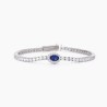 Pulsera de tenis para mujer en plata con zafiro sintético ovalado.