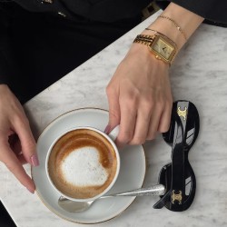 Fluette Watch Steel, Sand Texture Full Gold Colour