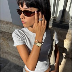 Fluette Watch Steel, Sand Texture Full Gold Colour