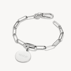 Pulsera Charm Paperclip con un Connect Link plata
