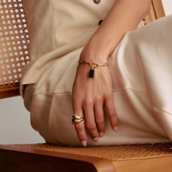 Pulsera Charm Paperclip con un Connect Link baño de oro