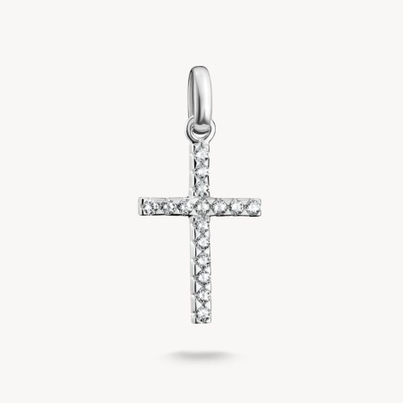 Colgante Charm cruz con piedras blancas Connect plata