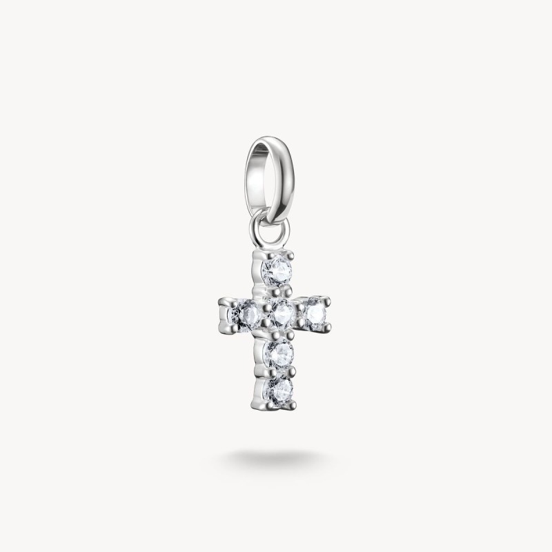 Colgante Charm cruz con piedras blancas Connect plata