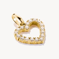 Colgante Charm corazón con piedras blancas Connect baño de oro