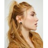Pendientes largos bañados en oro 18k con cristal facetado negro y eslabones