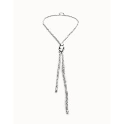 Colgante largo bañado en plata de ley con tres bolas centrales