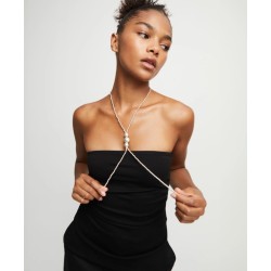 Colgante largo bañado en plata de ley con tres bolas centrales