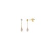 PENDIENTE PLATA 925 BAÑO ORO CZ BLANCO BRILLANTE CADENA ARROZ AGUA DULCE PERLA