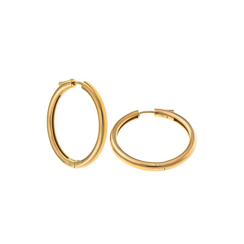 PENDIENTES ARO TUBO REDONDO  CHAPADO EN ORO