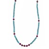 COLLAR PLATA CHAPADO DORADO BOLITAS TURQUESA TUBO Y RUBI BOLITAS FACETADAS