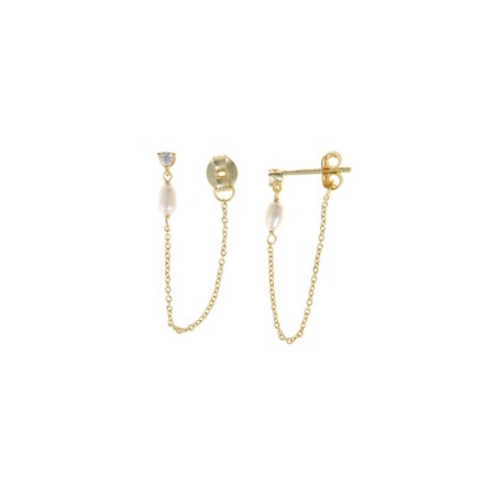 PLATA CHAPADO DORADO CIRCONITA BLANCA BRILLANTE PERLA PERA CADENA