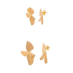 PLATA SALVATORE PENDIENTES DORADOS PETALOS