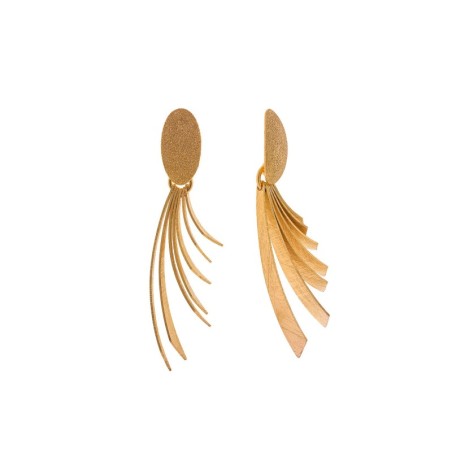 Pendientes plata chapado dorado ovalo seis tiras