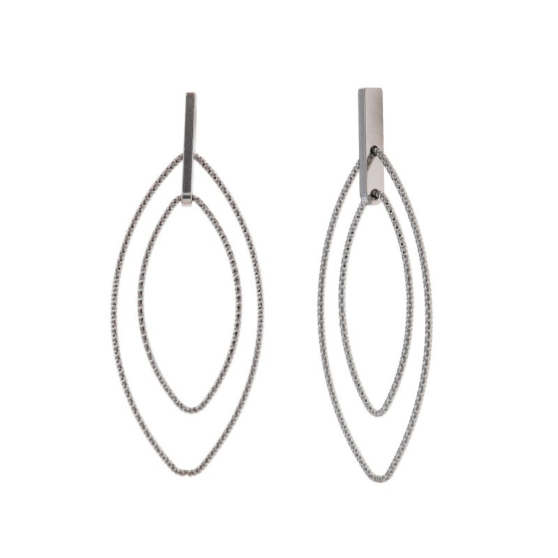 Pendientes plata  dos elipses diamantados