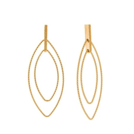 Pendientes plata chapado dorado dos elipses diamantados