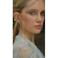 Pendientes plata chapado dorado dos elipses diamantados