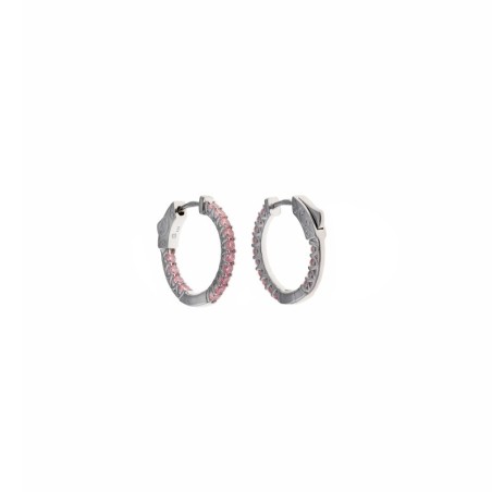 PENDIENTES PLATA RODIO AROS CIRCONITAS ROSA
