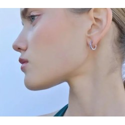 PENDIENTES PLATA RODIO AROS CIRCONITAS LAVANDA