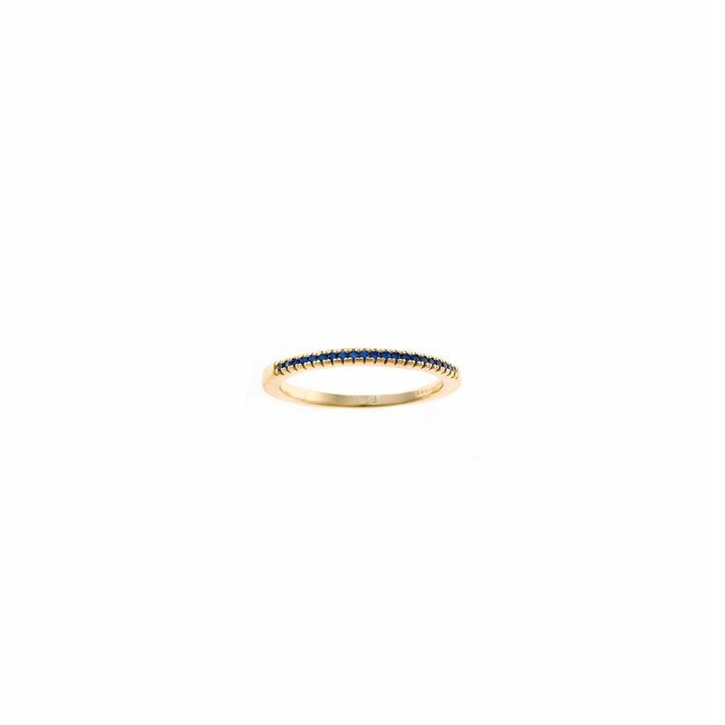 Anillo Salvatore Plata Baño Oro y Circonitas Azul Zafiro