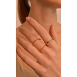 Anillo Salvatore Plata Baño Oro y Circonitas Azul Zafiro