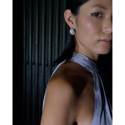 PENDIENTES PLATA RODIO PERA CIRCONITAS BLANCAS