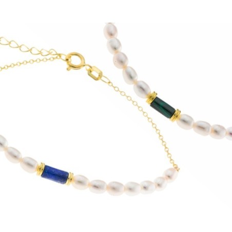 PLATA SALVATORE PULSERAS LAPISLAZULI PERLAS