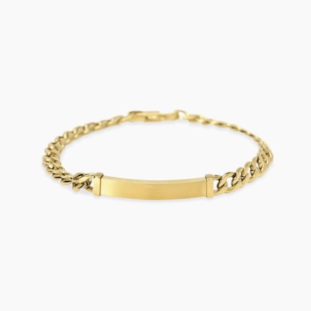 Pulsera de acero dorado con placa