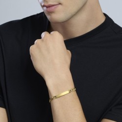 Pulsera de acero dorado con placa