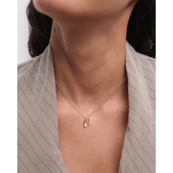 Collar de plata de ley con baño de oro y colgante de inicial N en suaves líneas curvas