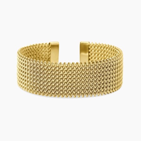 Pulsera cuff dorada con malla mesh