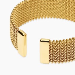 Pulsera cuff dorada con malla mesh